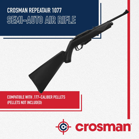 177 Caliber CO2 Semi Auto Air Rifle With 12 Shot Magazine And 780 FPS Black Finish Rifled Barrel displayed on poster