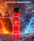 Image of a red dry chemical fire extinguisher in front of a fire and ice background, showing temperature range for use.
