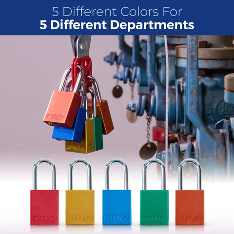 Lockout Tagout Padlock Set Six Pack Yellow Keyed Alike With Two Keys Per Lock OSHA Compliant Safety Locks in five colors