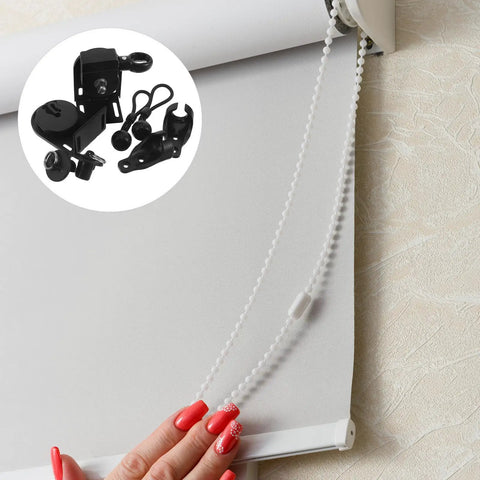 Heavy Duty Bungee Cord Kit For Roller Blinds With Secure Ball Lock End Caps And Mounting Brackets Perfect Universal Repair Kit For Indoor Window Shades Sliding Doors And Sun Controls To Keep Tidy, black cord kit on roller blind