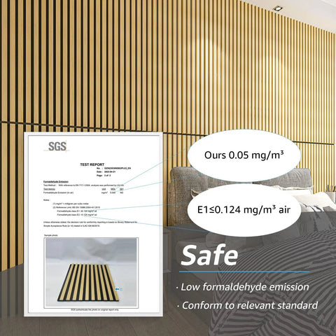 2 Pack Premium Fluted Acoustic Wood Slat Wall Panel For Home Office Noise Cancellation Decor 47.2 By 23.6 Inches Solid Oak wall design with test report