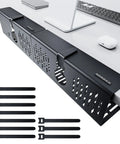 No Drill Under Desk Cable Tray, Clamp On Metal Wire Organizer For Office And Home, 13.8 By 5.3 By 4.7 Inches, Punch Free, on desk