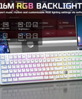 Rock Solid Aluminum Wireless Mechanical Gaming Keyboard With Dedicated Numberpad Featuring Tri Mode Bluetooth And Usb Wired Connection For Zero Lag Action And Butter Smooth Typing On Windows Mac And Tablets, displaying RGB backlight.