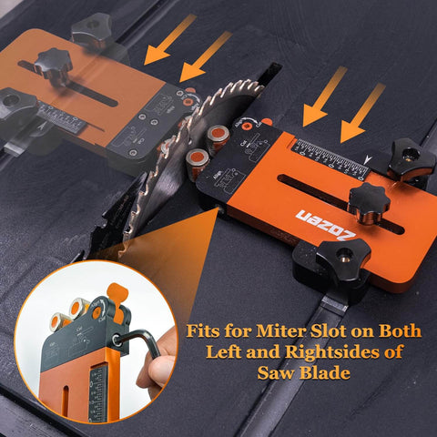 2 In 1 Woodworking Jig With Feather Boards For Table Saw Guide That Reduces Kickback, installed in saw, view of miter slot fit
