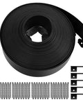 4 Inch By 100 Foot Landscape Edging Kit Plastic Garden Border Coil With 90 Anchoring Spikes For Lawn Garden Yard And Flower Beds Easy No Fuss Install Flexible To Bend Curves Or Straights Durable Black