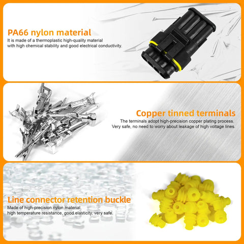 Components of 709 Piece Waterproof Wire Connector Kit With Self Adjusting Ratcheting Crimp Tool for automotive wiring on display