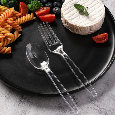 400 Count Heavy Duty Plastic Utensils Set Disposable Forks And Spoons Party Ready Cutlery For Big Gatherings Crack Resistant And BPA Free Food Grade Silverware For Events Durable Budget Friendly