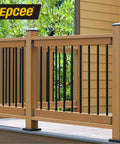 Rugged ADC 12 Aluminum Deck Railing Bracket Set For Two By Four Posts To Handrail Fits One Point Five By Three Point Five Inch Wood Deck Rails Black Powder Coat Waterproof Rustproof Outdoor Fence Connection Forty Piece Kit For Quick Strong Deck Builds on wood deck with black metal railings