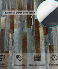 Peel And Stick Backsplash Tiles 10 Sheet Set PVC Metal Look Self Adhesive For Kitchen And Bathroom Walls Easy DIY No Fuss Grey And Silver Finish No Grout Required showing close-up details and features like water resistance and affordability.