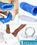 VWJ 5-piece urinary drainage bag extension tubing set, 36-inch blue flexible tubing with white adapters.