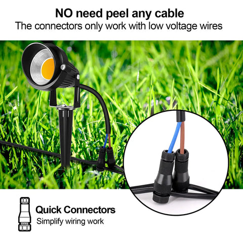 10W Low Voltage Outdoor Landscape Lights with Connectors, 12V Waterproof Pathway and Yard Spotlights in grass