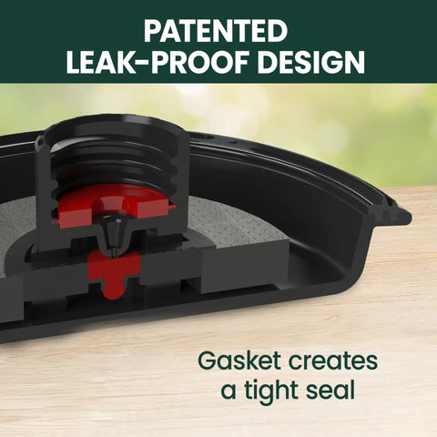 Close-up of a patented leak-proof gasket in cactus top fill glass hummingbird feeder ensuring a tight seal indoors.