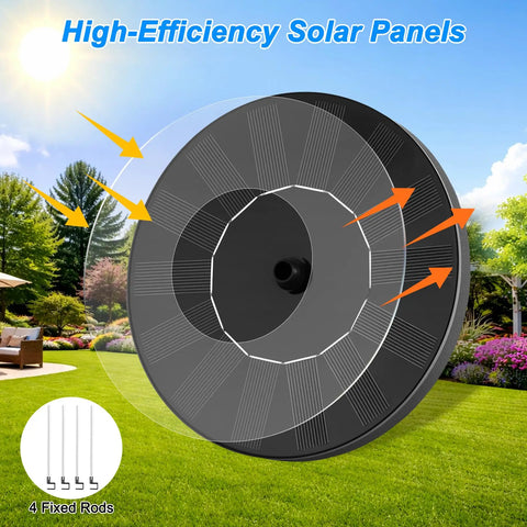Floating Solar Fountain Kit With Six Nozzles And Four Fixed Pipes, Solar Water Pump For Bird Bath, Garden, Pond Or Pool