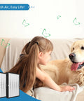 Child with dog on couch, butterflies above, Premium H13 True HEPA Replacement Filter For TaoTronics TT-AP003 Air Purifier shown