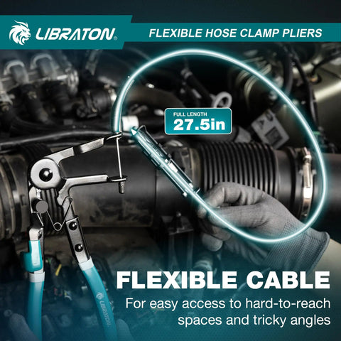 Flexible Hose Clamp Pliers 27.5 Inch Heavy Duty Adjustable 8 To 50mm Ratcheting Spring Clamp Removal Tool in use