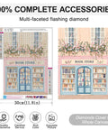 4 Pack Bookstore Diamond Art Kits For Adults, 5D Diamond Painting Sets Pink Book Shop For Beginners, canvas and preview image