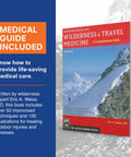 Mountain Series Explorer Outdoor Expedition Grade Emergency First Aid Kit includes survival guidebook for four adventurers.