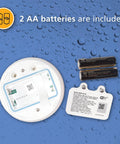 WiFi Water Leak Detector and Freeze Alarm with Alexa Compatibility, Smart Home Leak Sensor back view with batteries