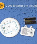 Battery compartment and 2 AA batteries for 4 Pack WiFi Water Leak Detector And Freeze Alarm For Home, Alexa compatible, app alerts