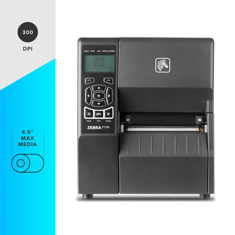 Industrial Thermal Transfer Printer With Sweet 300 Dpi Clarity And Badass Reliability For Top Shelf Label Printing Across Your Workspace USB interface on Zebra ZT230.