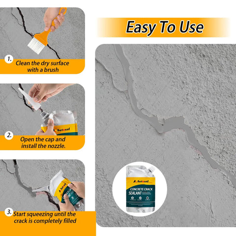 Steps to apply Self Leveling Concrete Crack Filler For Driveways And Roofs DIY Friendly Quick Drying Cement Crack Repair Sealant