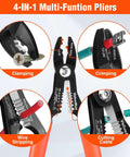ValuMax 4-in-1 wire stripper pliers with orange handles; clamping, crimping, stripping and cutting for 10-20 AWG
