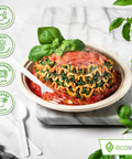 Lasagna on a 100 Percent Compostable 9 Inch Paper Plates For Parties, 150 Disposable Eco Friendly Tree Free Dinnerware