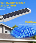 Solar Street Light Outdoor Motion Sensor With Remote Control Dusk To Dawn LED Yard Lighting on rooftop with battery illustration