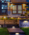 Night view of Eight Pack 7 Inch LED Hardscape Step Lights 2.5W Waterproof IP68 For Retaining Walls And Pavers in rain