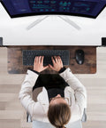 Overhead view of Under Desk Keyboard Tray With Storage Drawer in use, heavy duty clamp mount, pro grade ergonomic keyboard stand
