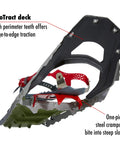 ExoTract deck with steel crampons of Revo Ascent Backcountry Snowshoes With Paragon Bindings For Mountaineering, 22 Inch Olive Pair