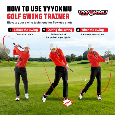 Golf instructor demonstrating swing with Tempo Stick Golf For Right Hand Retractable Swing Trainer With Arm Band in outdoor sequence.