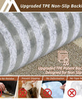 Soft Stair Treads 15 Pack Non Slip Carpet Mats 28x9 Inches For Indoor Wooden Stair Runners Kid And Pup Friendly Rugs 100 Percent Polyester With TPE Backing Beige, close-up of TPE backing showing non-slip design on carpet.