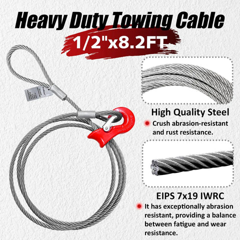 Heavy Duty Wire Rope Sling 0.5 Inch X 8.2 Feet Single Leg Choker Cable Rigging With Mechanical Flemish Loop Eyes Pro Grade Industrial Hauling Gear Built Like A Tank For The Daily Grind