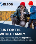 ELEON banner with a man and child fishing by a lake; autumn trees in background and a visible blue rope.