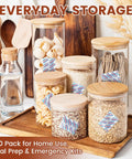 Glass jars with grains and pasta on wooden tray, each jar containing a 500cc Food Grade Oxygen Absorbers With Indicator packet.