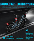 Heavy Duty 1200W Electric Fat Tire Bike For Adults With 48V 60Ah Battery showing upgraded 360° lighting system with tail light.