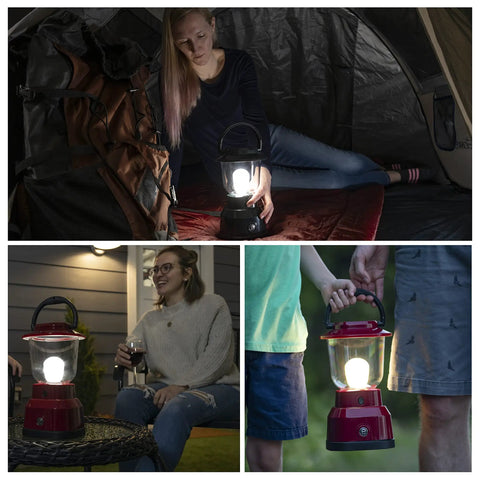 People using the Beefy 800 Lumen LED Camping Lantern With USB Rechargeable Battery 200 Hour Runtime Carabiner Handle Emergency Light For Blackouts Storms And Hiking Adventures in different settings