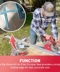 Dead Straight Rip Fence 49-22-2731 Replacement Compatible With Milwaukee M18 Fuel 2731 And 2732 Circular Saws shown in use.