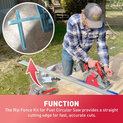 Dead Straight Rip Fence 49-22-2731 Replacement Compatible With Milwaukee M18 Fuel 2731 And 2732 Circular Saws shown in use.