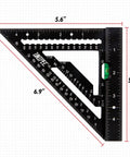 Pro Shop Grade Four Point Five Inch Aluminum Rafter Square With Built In Level And Tough Woodworking Triangle Ruler 5.6" x 6.9" with laser etch marks