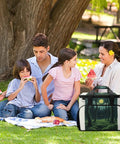 Family picnicking with a Large 30L Insulated Picnic Backpack Tote Cooler Bag Waterproof And Leakproof For Beach Hangouts And BBQ.