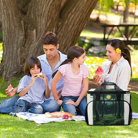 Family picnicking with a Large 30L Insulated Picnic Backpack Tote Cooler Bag Waterproof And Leakproof For Beach Hangouts And BBQ.