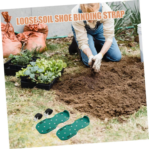 Gardener using 8 Pcs Lawn Aerator Shoes Straps Durable Fixing Bands For Gardening Footwear Heavy Duty Grass Care Easy Assembly