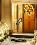 Built Different Heavy Duty U Shaped Safety Handrail For Outdoor Steps And Indoor Porch Metal Wall Mount Rail With Non Slip Grip Easy Install Deck Stair Support on a cozy winter porch.