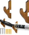 Two Pack Dope Sword Wall Mount Holder Kit For Katana Display, wooden mounts with screws for home or office installation.