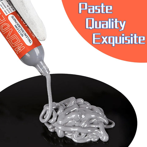 Lead Free Solder Paste No Clean Sn42 Bi58 T4, 138C Melting Point, 30g Net Weight, 39g Total, High Viscosity For Smooth Flow shown being applied