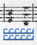 Five Rod Holder Wall And Ceiling Rack For Garage Storage Fits Spinning Casting Surf And Fly Rods With 1.34 Inch Slots mounted