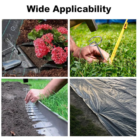Heavy Duty Six Inch 8 Gauge Galvanized Landscape Staples For Lawn And Garden, Tough As Nails SOD Pins securing garden materials