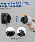 Image of Built Tough SAE J1772 EV Charger Holder And Nozzle Holster Dock for secure charging connector with snap groove.
